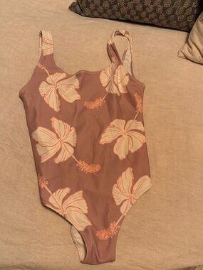 Floral one piece bikini with low back
